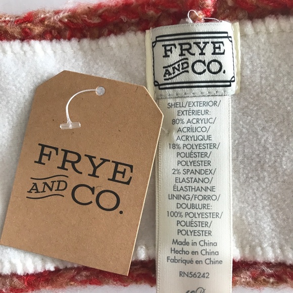 Frye & Co. Wrap Neck Scarf & Ear Band Reddish Orange Caramel White - Picture 7 of 8